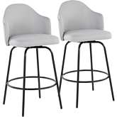 Ahoy 26" Counter Stool in Light Grey Fabric & Black Metal (Set of 2)